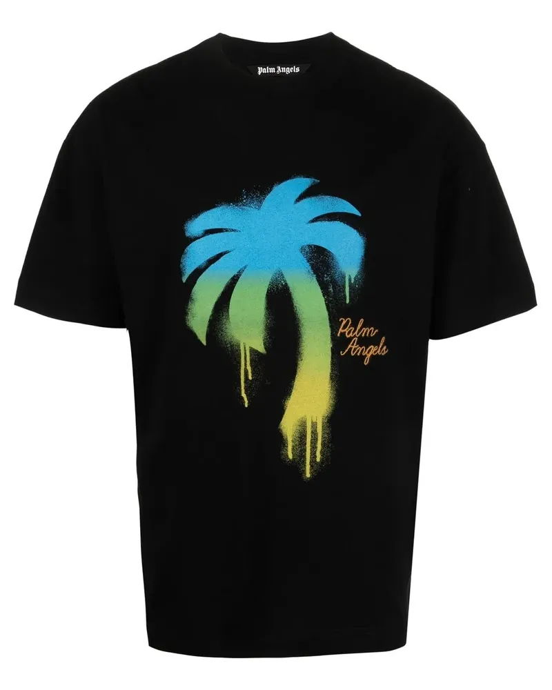 Palm Angels T-Shirt mit Graffiti-Print - Schwarz Schwarz