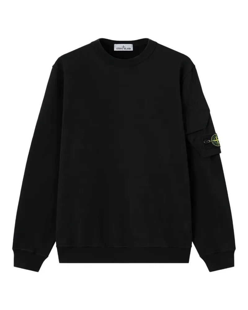 Stone Island 6100015 brushed organic-cotton fleece sweatshirt - Schwarz Schwarz