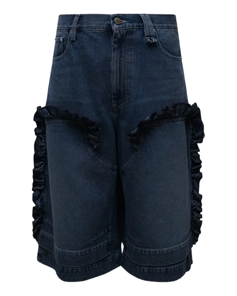Simone Rocha ruffled-trim denim shorts - Blau Blau