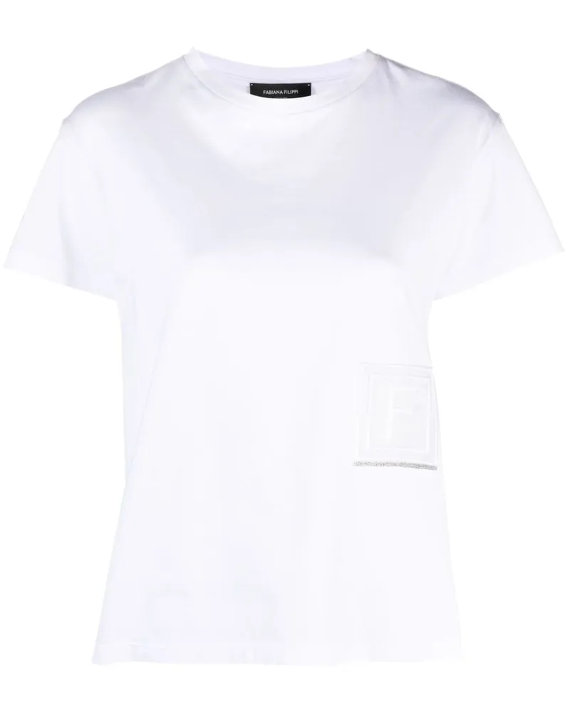 Fabiana Filippi T-Shirt mit Logo-Patch - Weiß Weiß