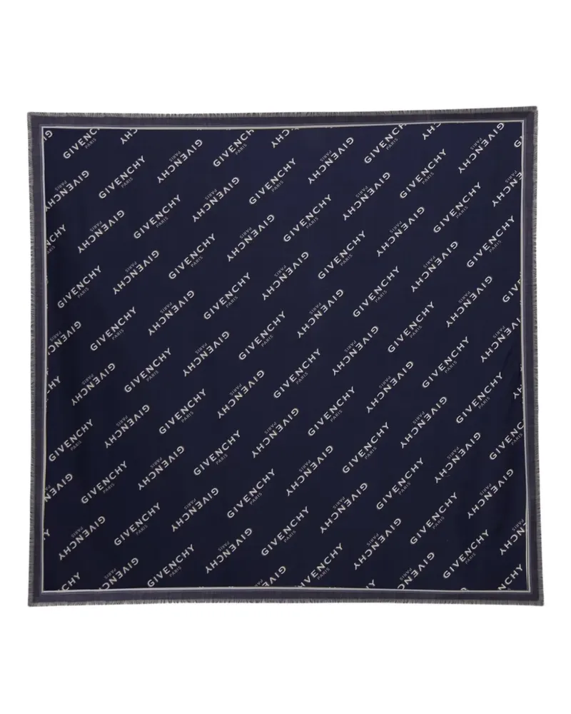 Givenchy monogram fringed scarf - Blau Blau