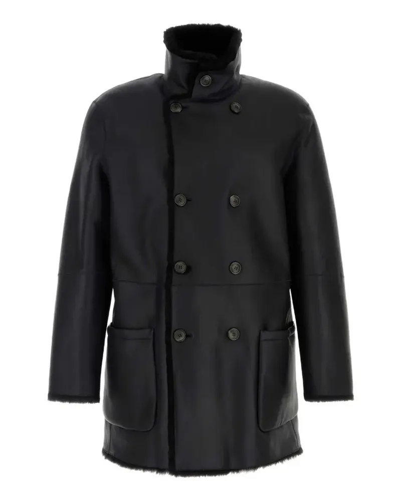 Giorgio Armani double-breasted shearling coat - Schwarz Schwarz