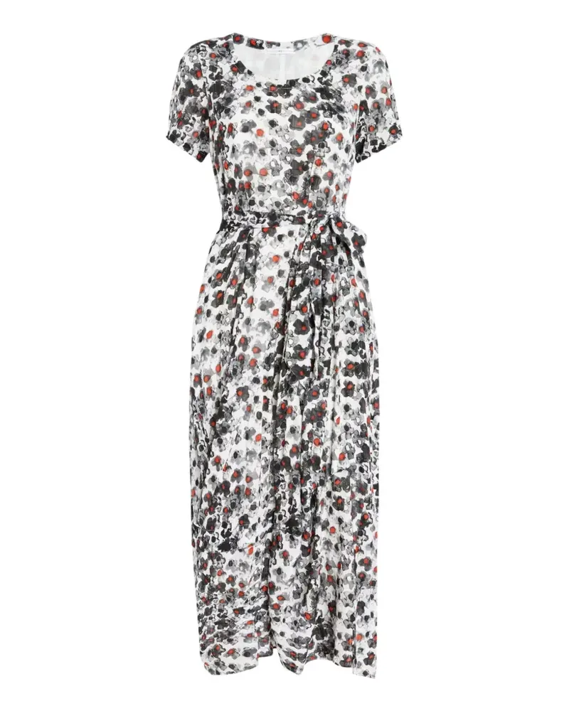 HIGH Inlay floral-print midi dress - Weiß Weiß