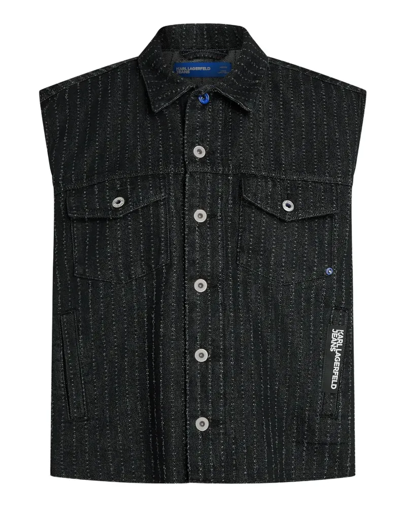 Karl Lagerfeld pinstripe denim gilet - Schwarz Schwarz