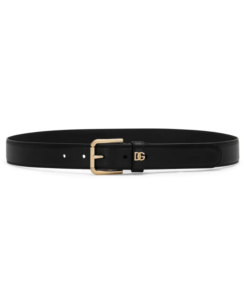 Dolce & Gabbana Gürtel mit DG-Schild - Schwarz Schwarz