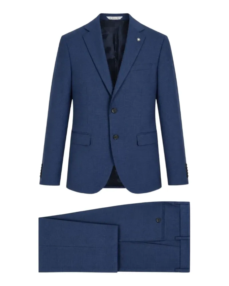Manuel Ritz micro-check tailored suit - Blau Blau