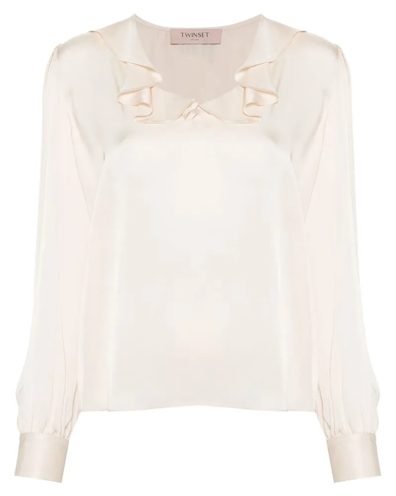 Twin-Set Bluse mit Rüschenkragen - Nude Nude