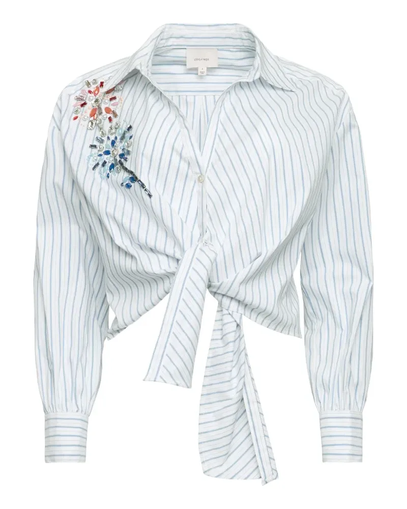 Cinq à Sept embellished striped tie top - Weiß Weiß