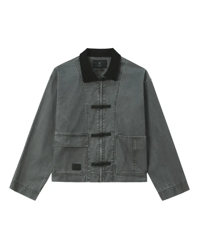FIVE CM Jacke mit Cordkragen und Froschverschluss - Grau Grau