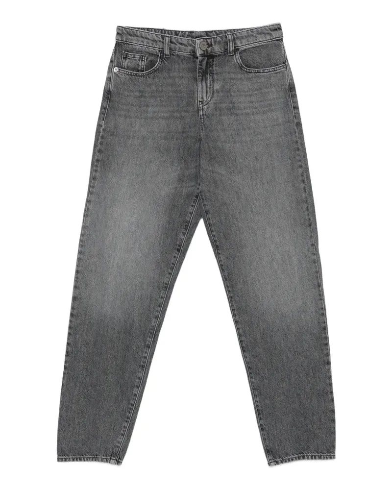 Emporio Armani faded-wash logo-plaque jeans - Grau Grau