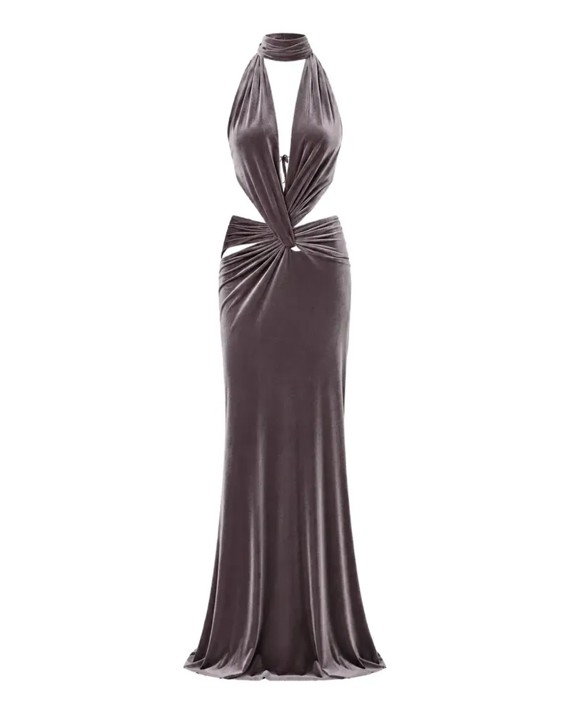 Amazuìn Kalisa Velvet cut-out maxi dress - Grau Grau