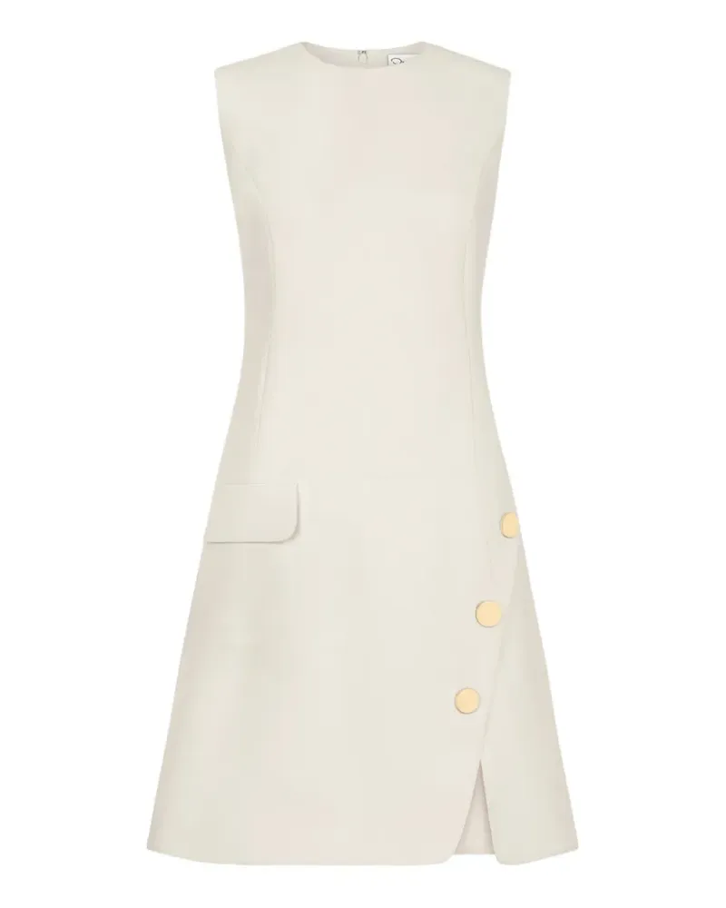 Oscar de la Renta button-detailed wool-blend dress - Nude Nude