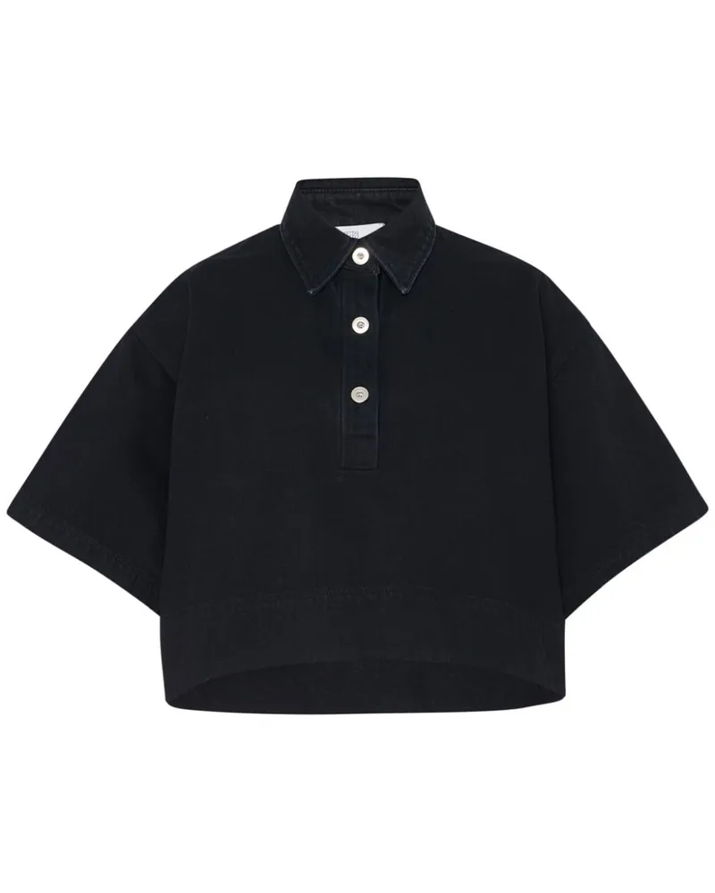 Rosetta Getty Cropped-Poloshirt aus Denim - Schwarz Schwarz