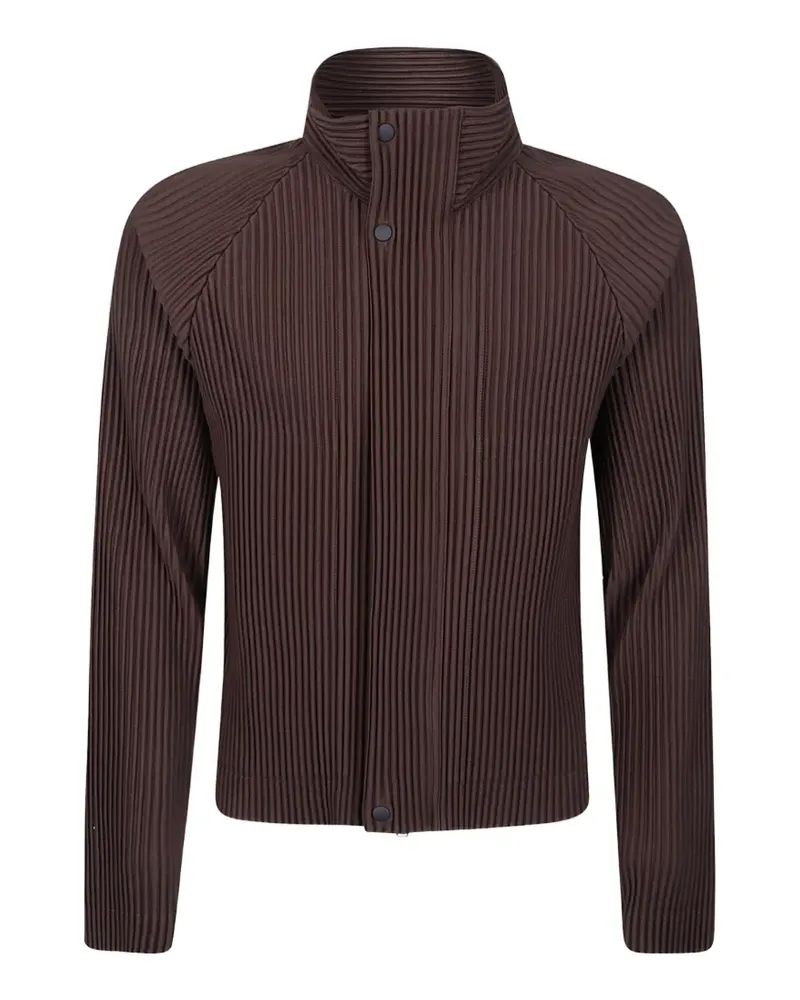 Issey Miyake pleated raglan-sleeve jacket - Braun Braun