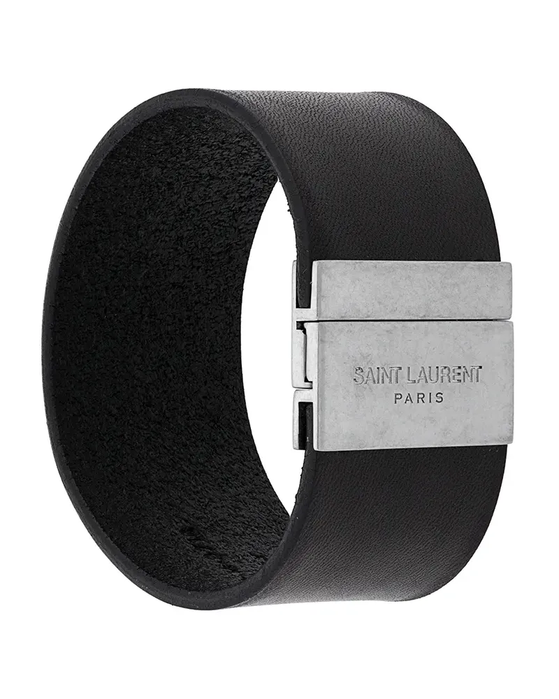Saint Laurent Armspange mit Logo - Schwarz Schwarz