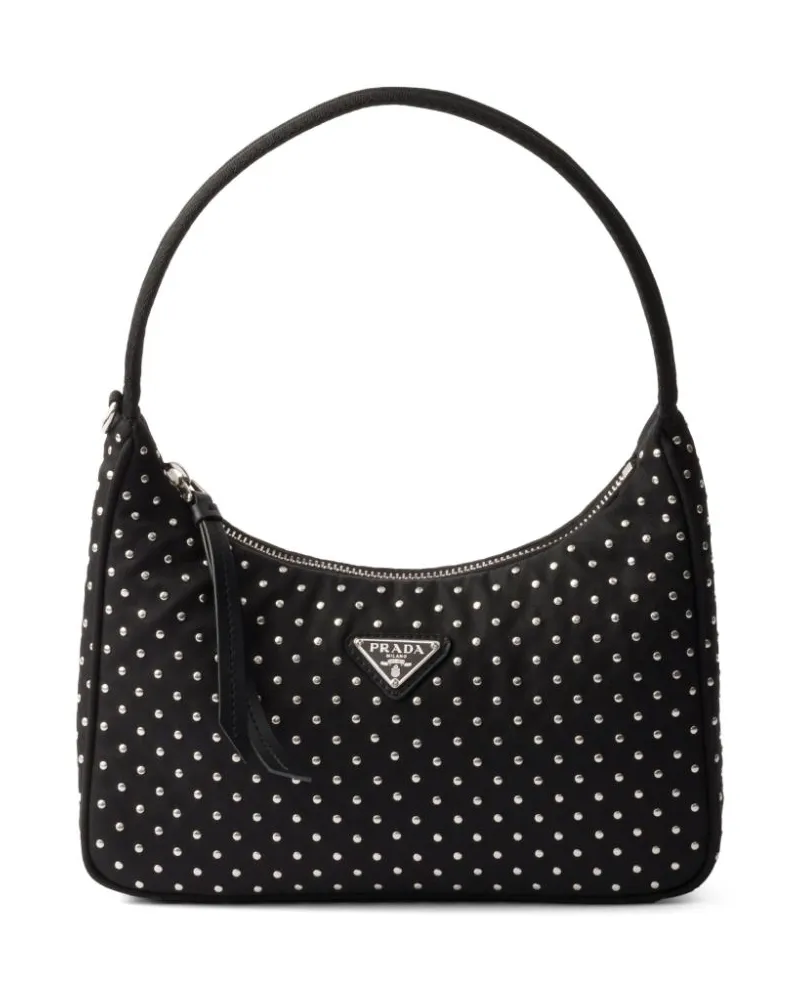 Prada Re-Nylon Mini-Tasche mit Nieten - Schwarz Schwarz