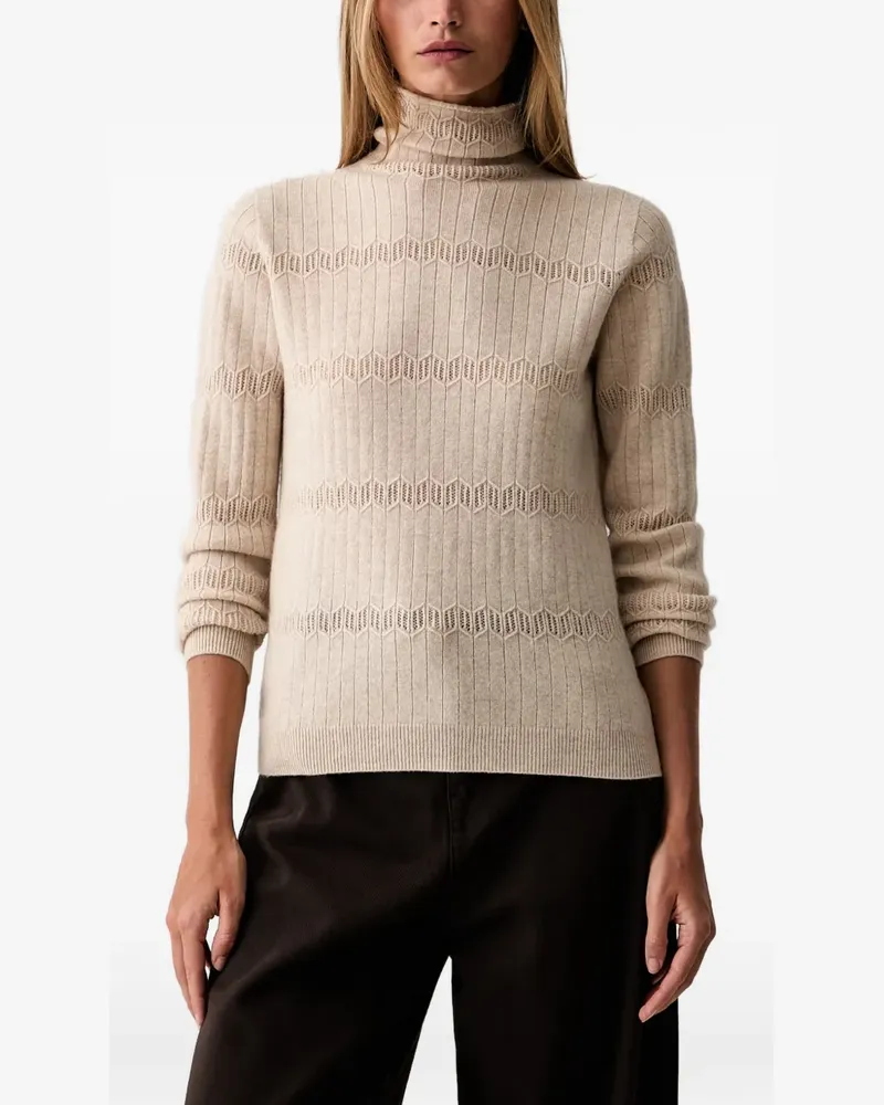 Twin-Set Pullover in Pointelle-Strick mit V-Ausschnitt - Nude Nude