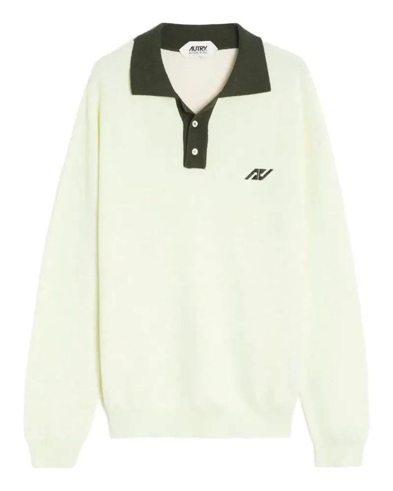 AUTRY logo-embroidered contrast-collar polo shirt - Nude Nude