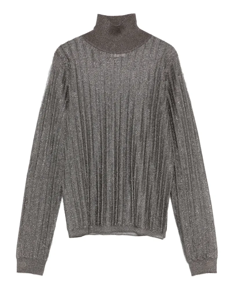 ALYSI Geripptes Metallic-Oberteil - Grau Grau