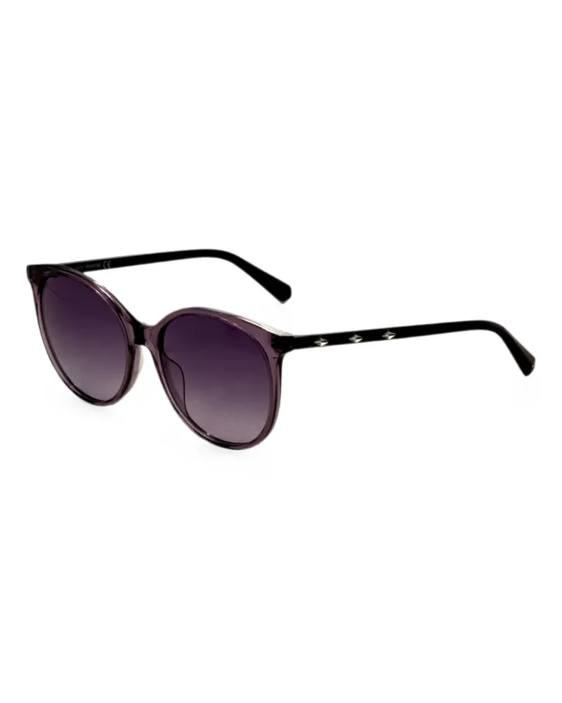 Swarovski Runde Sonnenbrille mit Kristallen - Schwarz Schwarz