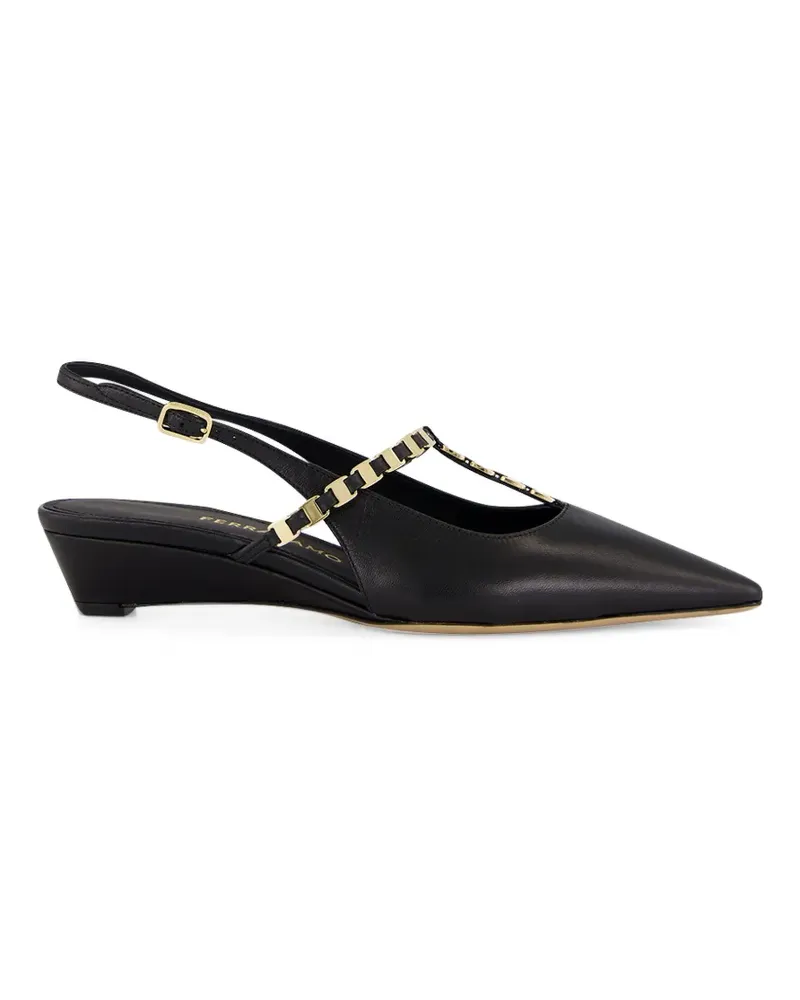 Ferragamo Ardea Slingback-Pumps mit Kette - Schwarz Schwarz