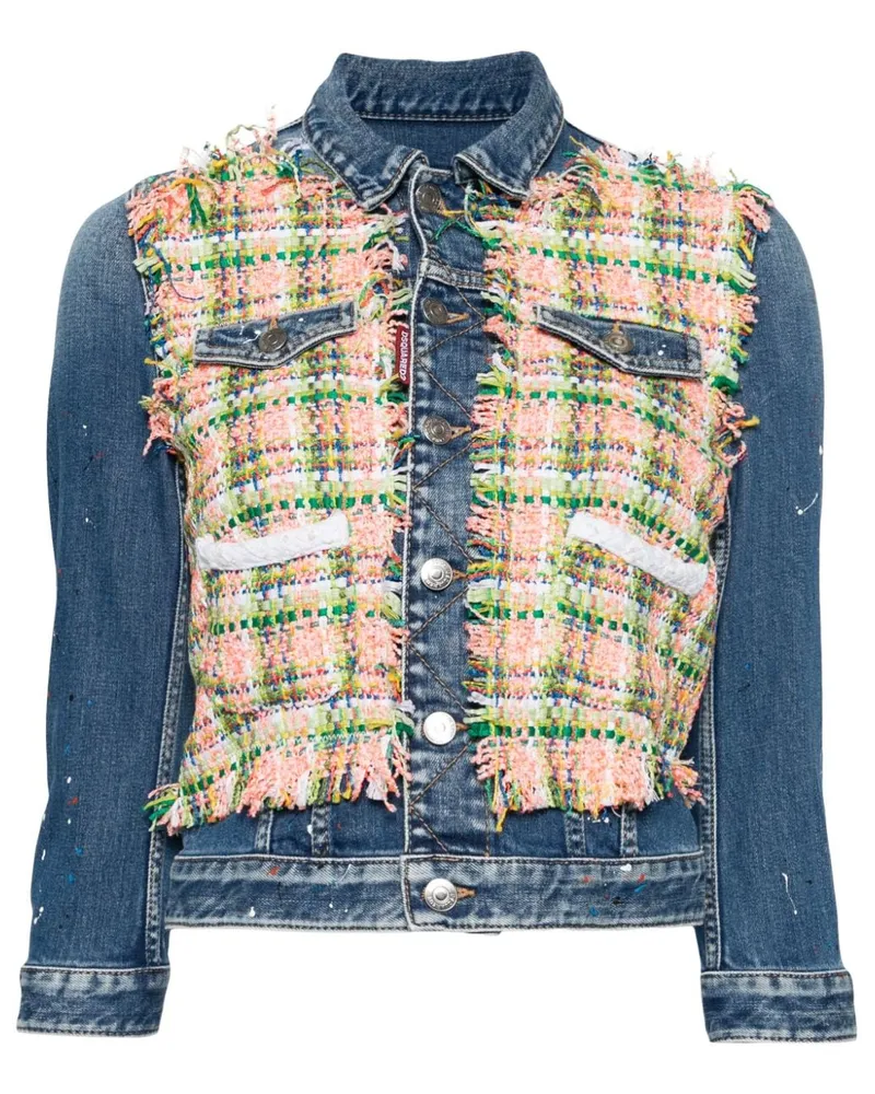 Dsquared2 Jeansjacke mit Farbklecks-Print - Blau Blau