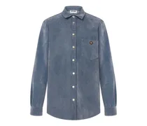 Gebürstetes Hemd mit Knöpfen - Blau