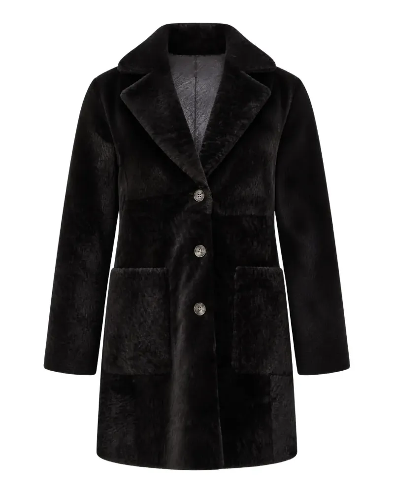 ASPESI Shearling-Mantel mit Knöpfen - Schwarz Schwarz