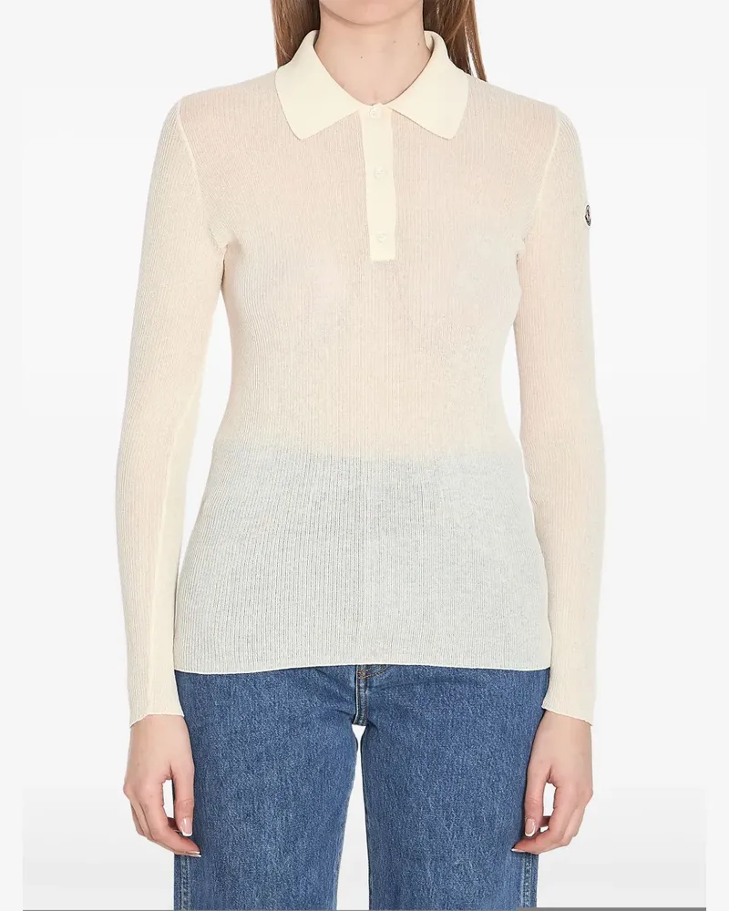 Moncler Poloshirt mit Logo-Patch - Weiß Weiß