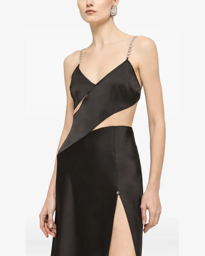 NISSA crystal-detail midi dress - Schwarz Schwarz