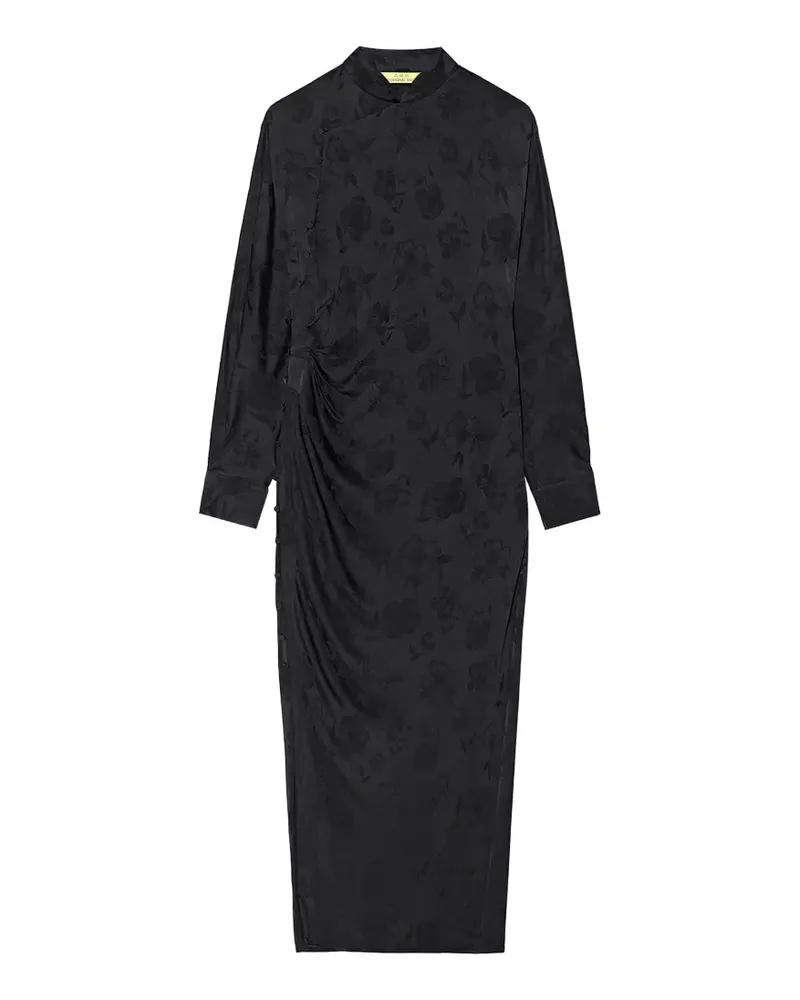 Shanghai Tang Qipao Midikleid aus Blumen-Jacquard - Schwarz Schwarz