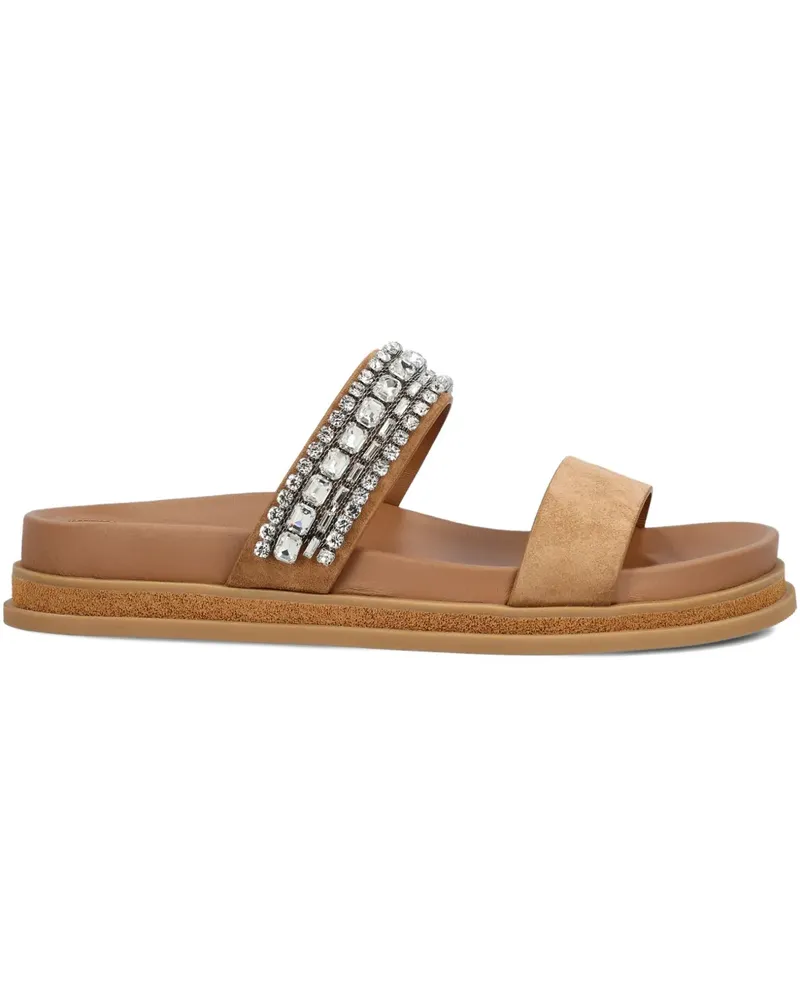 Jimmy Choo Flache Sandalen mit Kristallen - Nude Nude