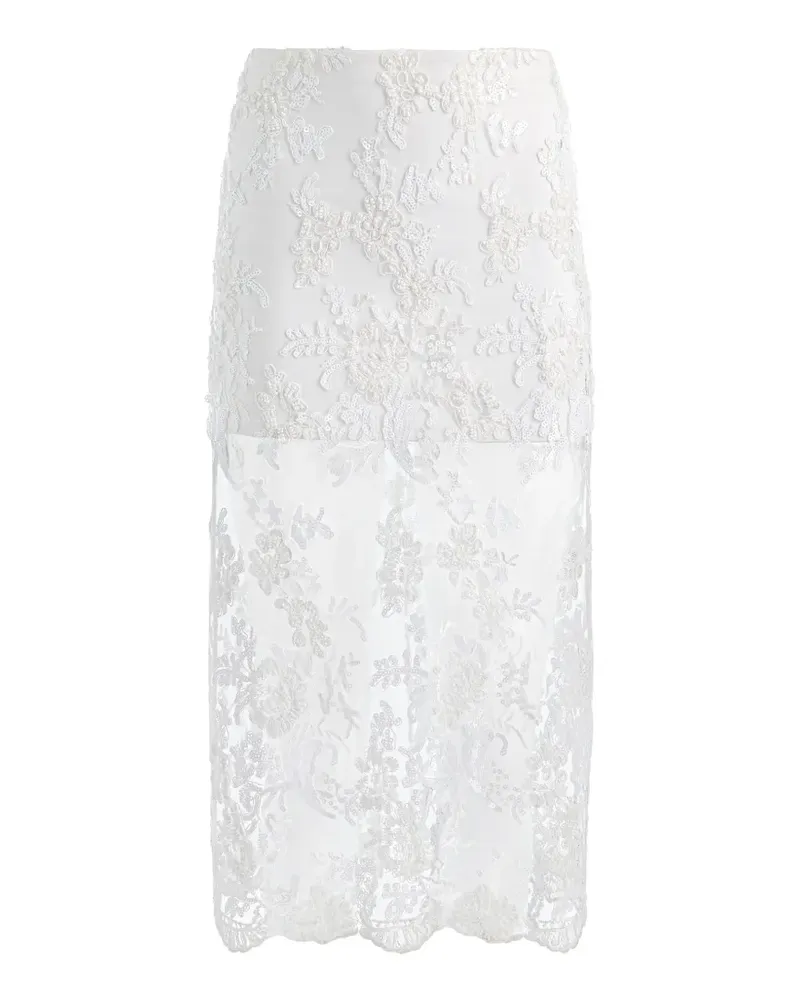Alice + Olivia Medine embellished lace midi skirt - Weiß Weiß