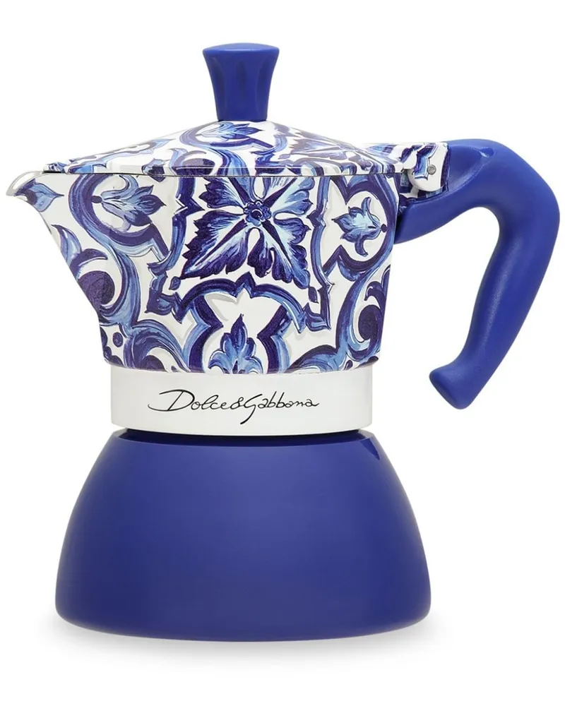 Dolce & Gabbana x Bialetti mittelgroßer Moka Induktionskaffeekocher - Blau Blau