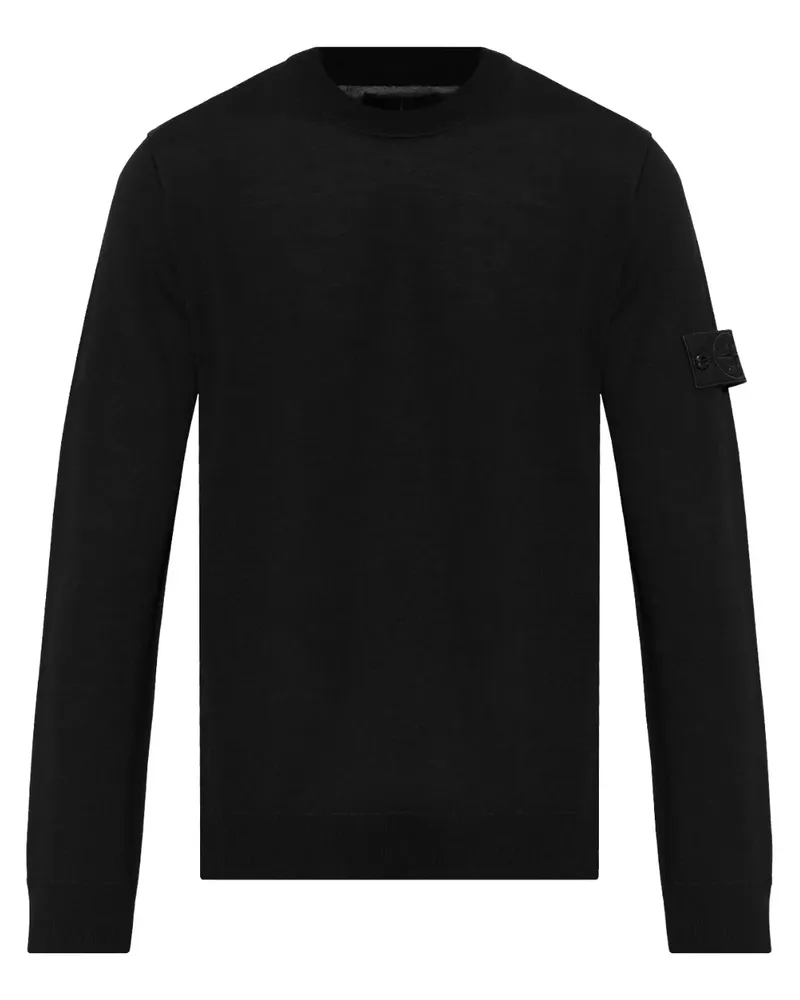 Stone Island Pullover mit Kompass-Patch - Schwarz Schwarz