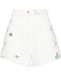 forte_forte Jeans-Shorts mit Blumenstickerei Weiß