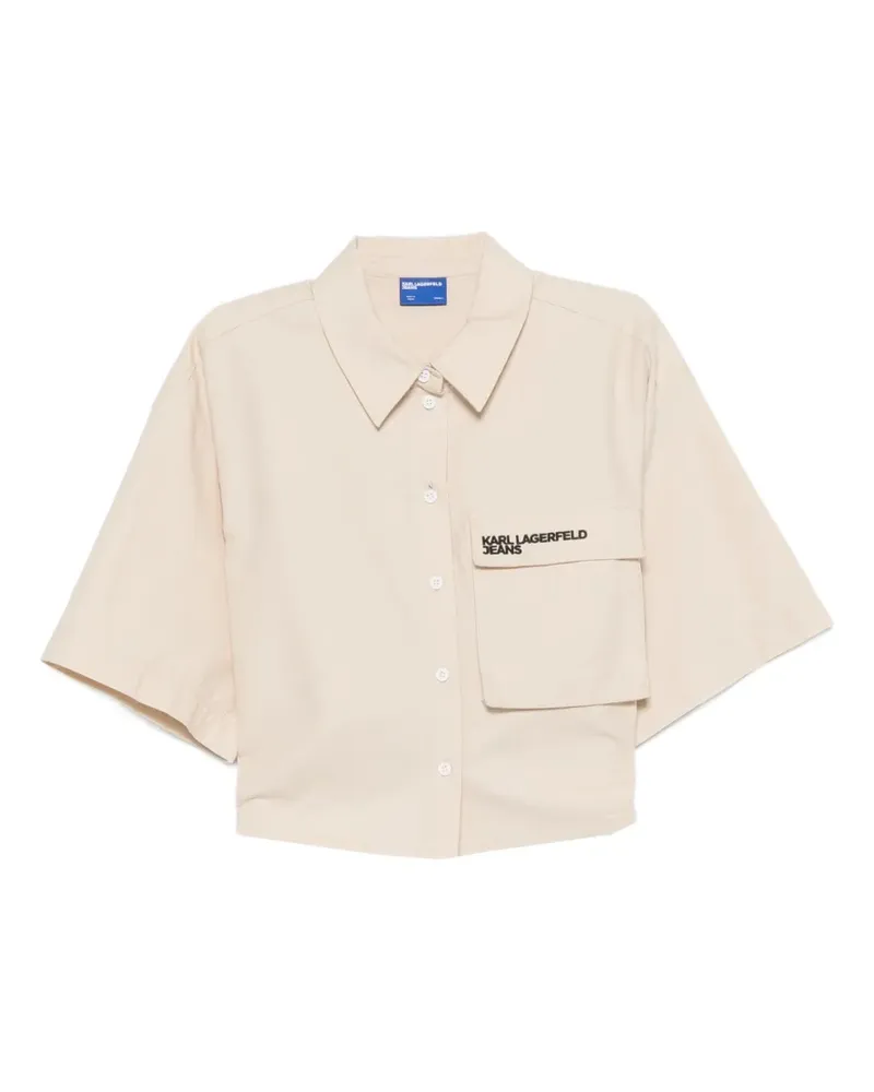Karl Lagerfeld logo-embroidered crop shirt - Nude Nude