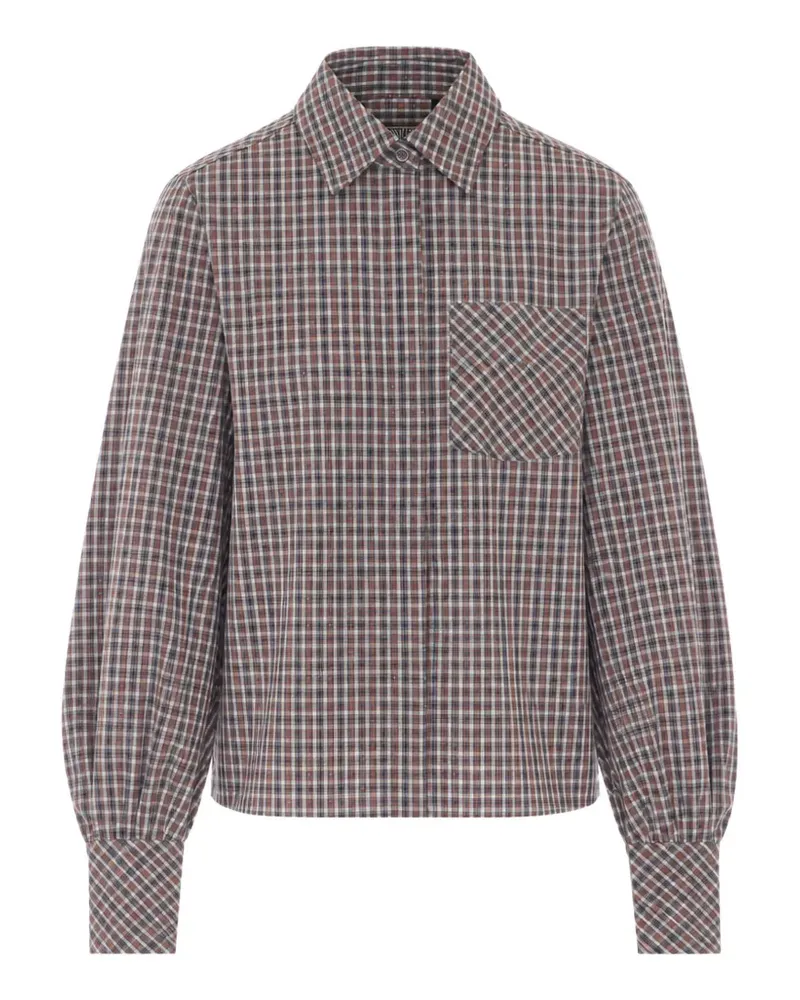 Essentiel crystal-embellished checked shirt - Braun Braun