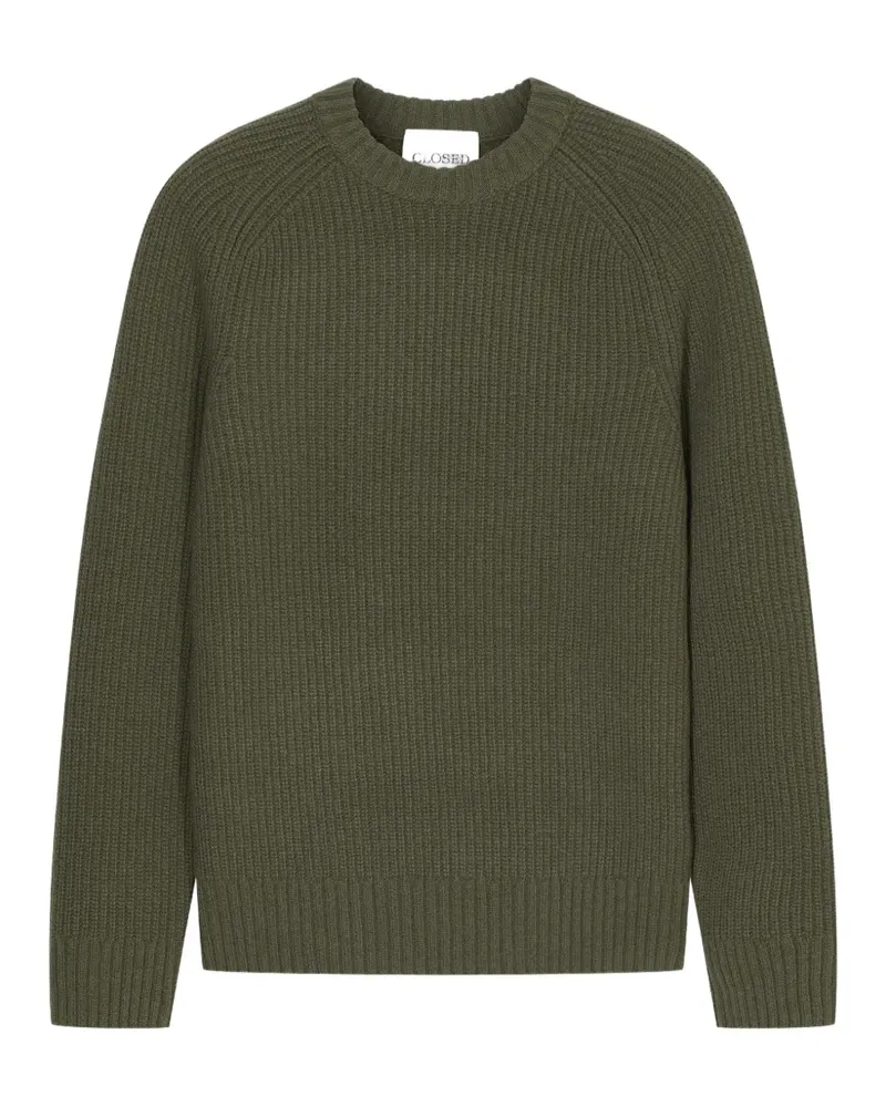 Closed ribbed-knit raglan-sleeve sweater - Grün Grün