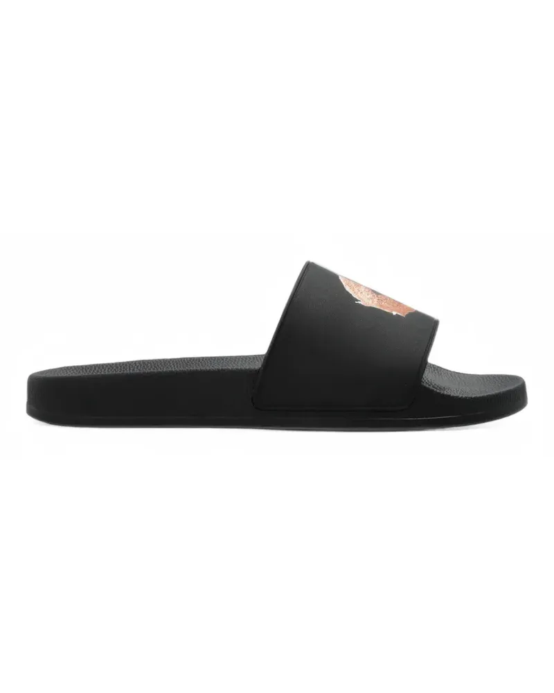 Palm Angels logo-patch slides - Schwarz Schwarz