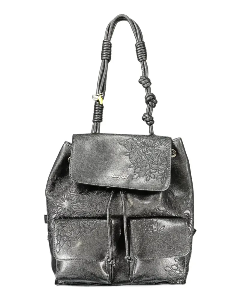 Desigual mini floral-embossed drawstring backpack - Schwarz Schwarz
