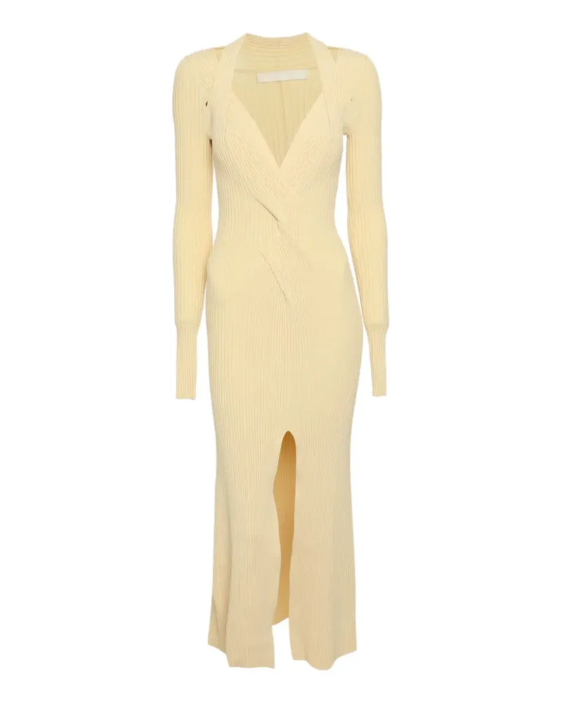 Dion Lee twist-detail rib-knit midi dress - Gelb Gelb
