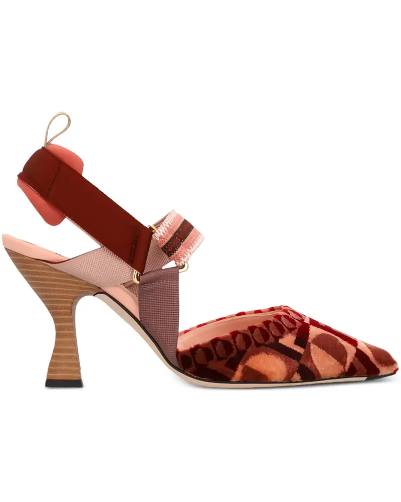 Fendi Colibri Slingback-Pumps mit Mesh 85mm - Rot Rot
