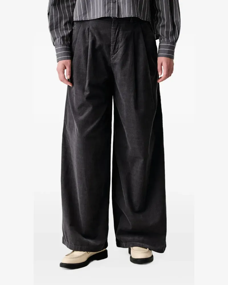 Marc O'Polo pleated corduroy-texture wide-leg trousers - Grau Grau