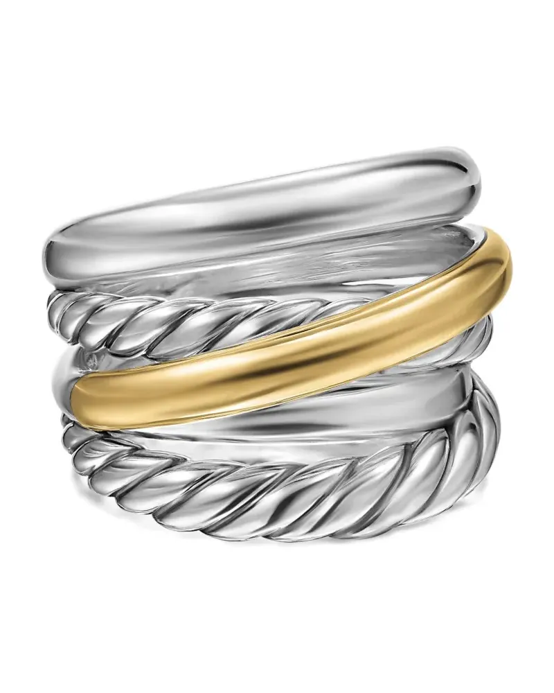 David Yurman 14kt Crossover Five Row Gelbgoldring (17,5mm) - Silber Silber