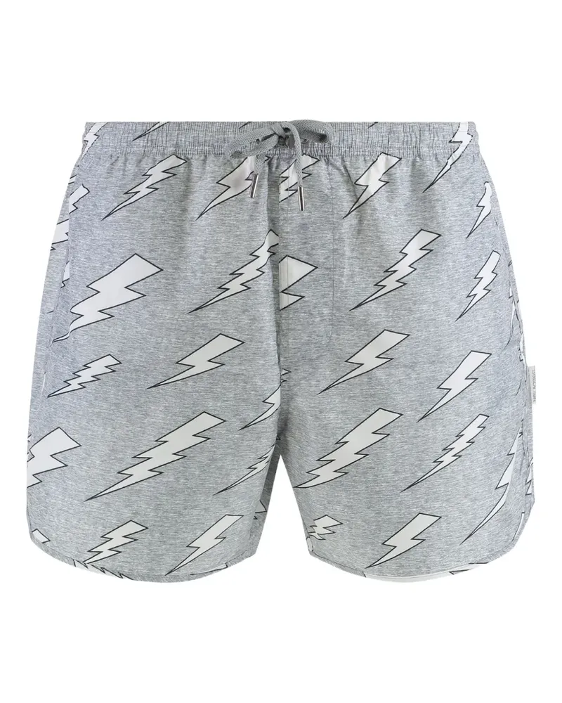 Neil Barrett Badeshorts mit Rain Bolts-Print - Grau Grau