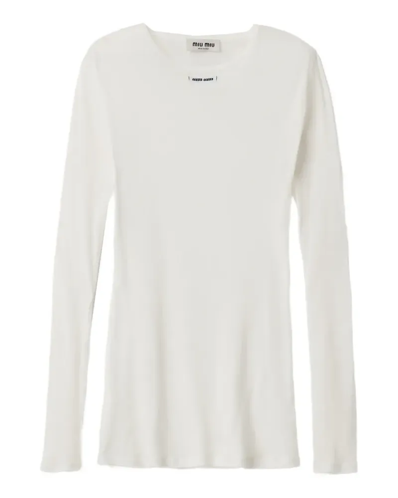 Miu Miu Geripptes Kleid aus Jersey - Weiß Weiß