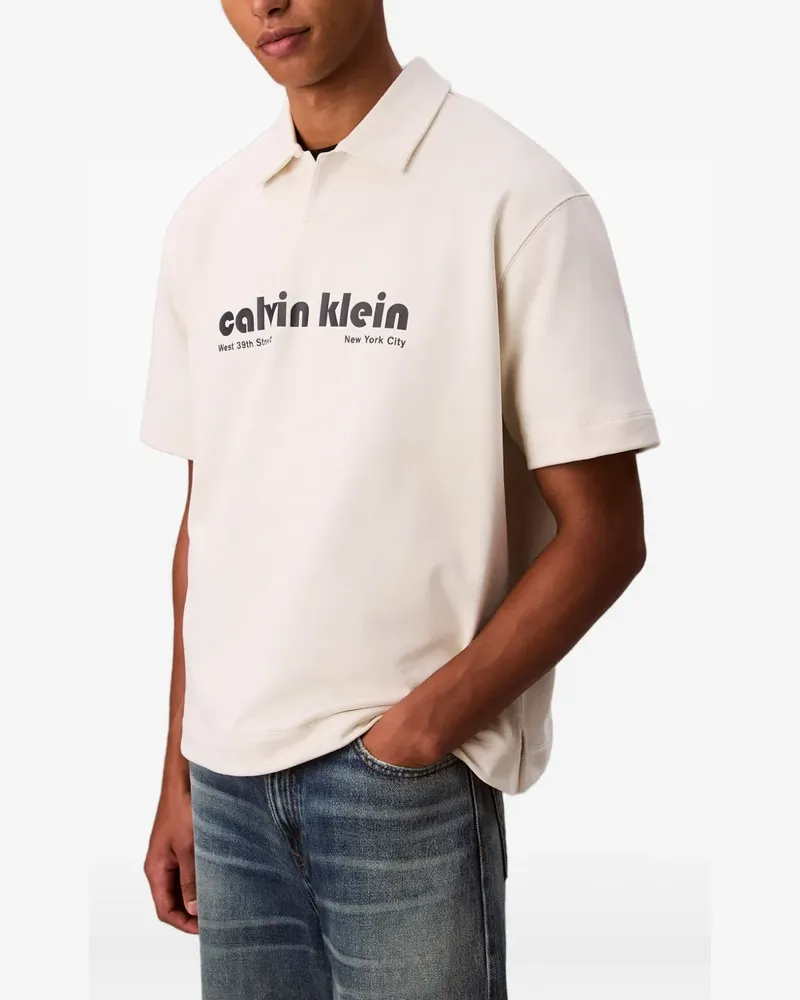 Calvin Klein T-Shirt mit Poloshirtkragen - Nude Nude