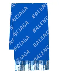 Balenciaga Schal mit Jacquard-Logo Blau