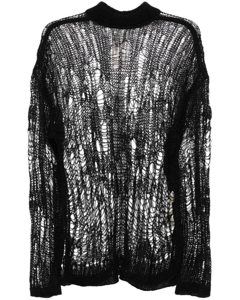 Rick Owens Tommy Lupetto Pullover in Lochstrick - Schwarz Schwarz